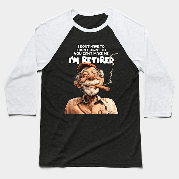 Puff Sumo: I don’t have to, I don’t want to, you can’t make me.  I’m retired. IDisclaimer: No actual workaholics were harmed in the making of this art. on a Dark Background Baseball T-Shirt by Puff Sumo